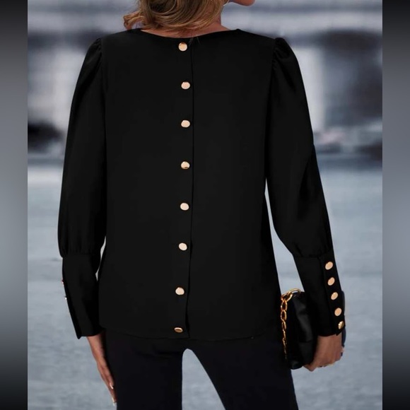 Luxe button back puff sleeve blouse - Picture 7 of 7